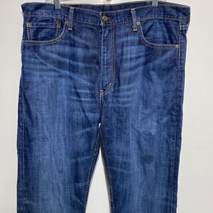 Levis 513 Slim Straight Mens Blue Dark‎ Wash Denim Jeans 38x32 513-0573